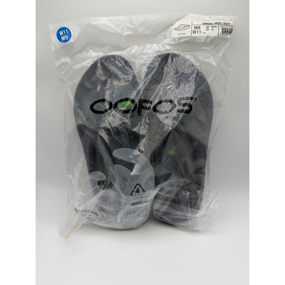OOFOS OOriginal Unisex Black Recovery Sandals Men 9 Women 11 Style 1000 NEW